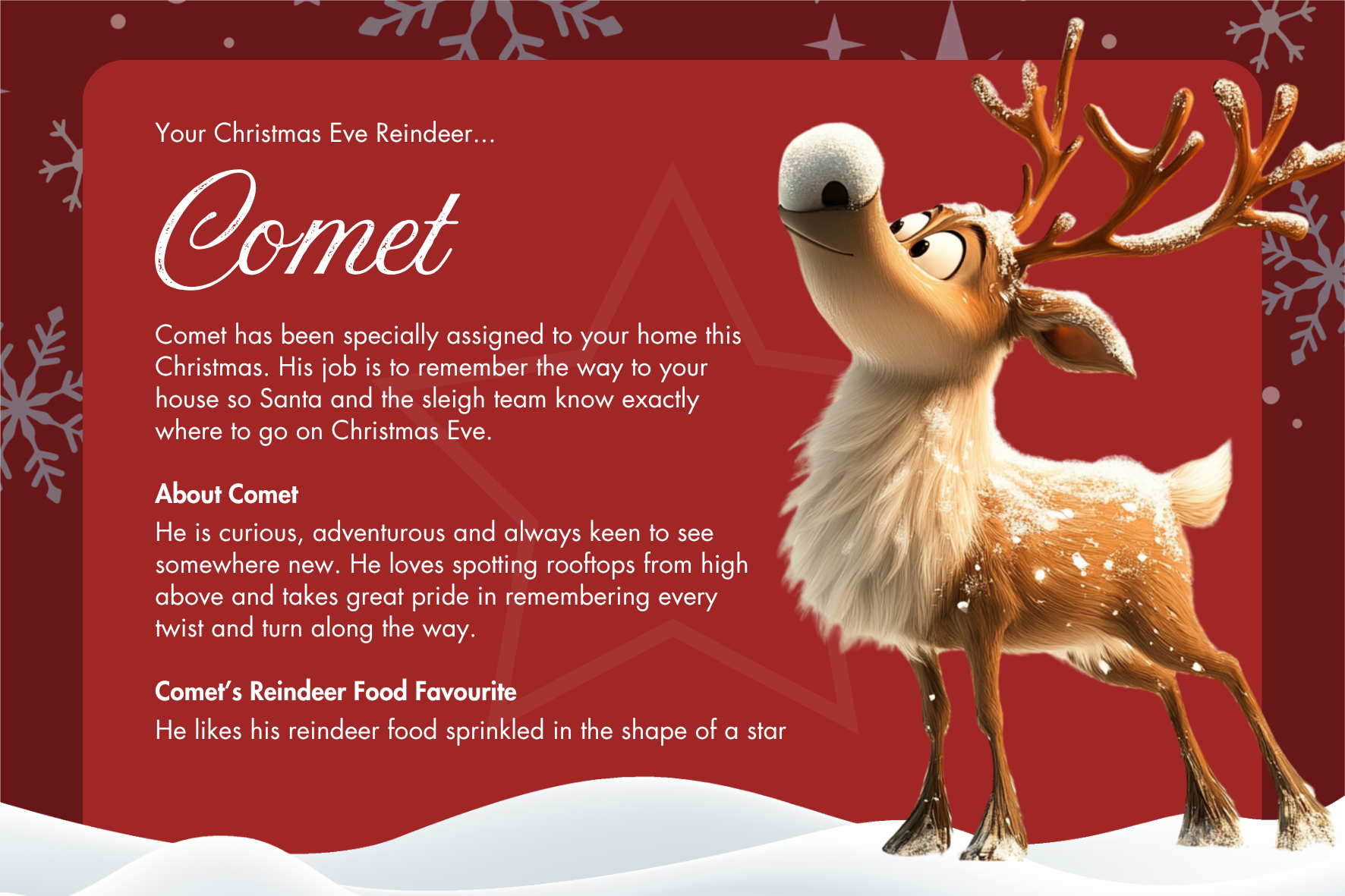 Comet Christmas Eve assignment card