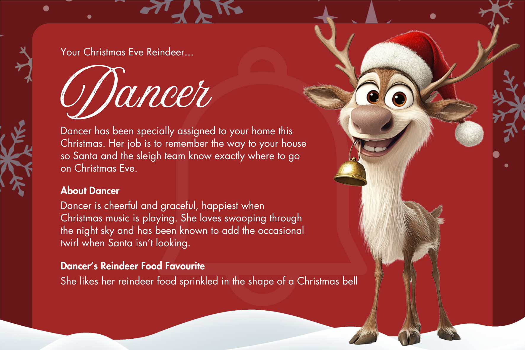 Dancer Christmas Eve assignment card