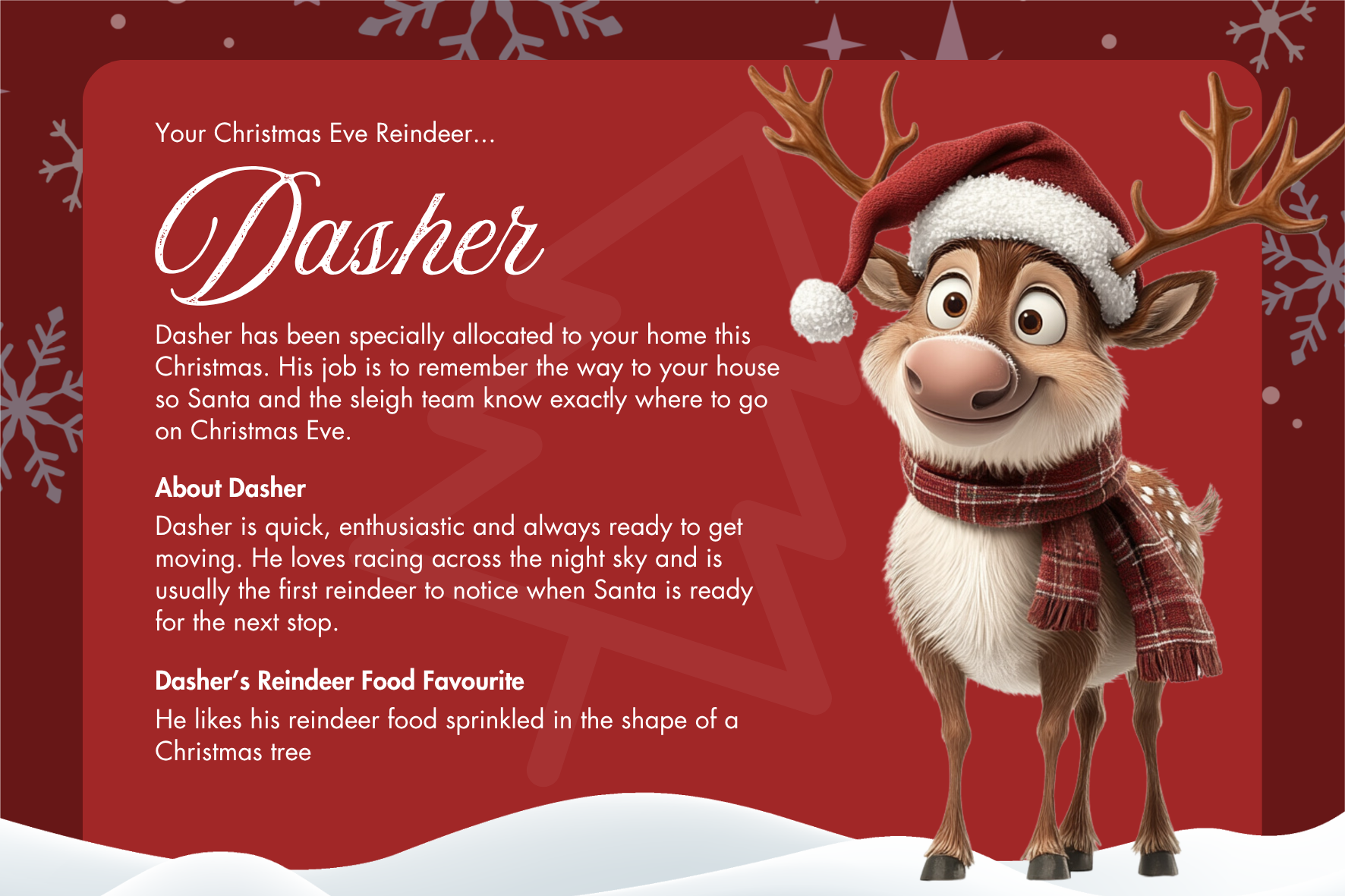 Dasher Christmas Eve assignment card