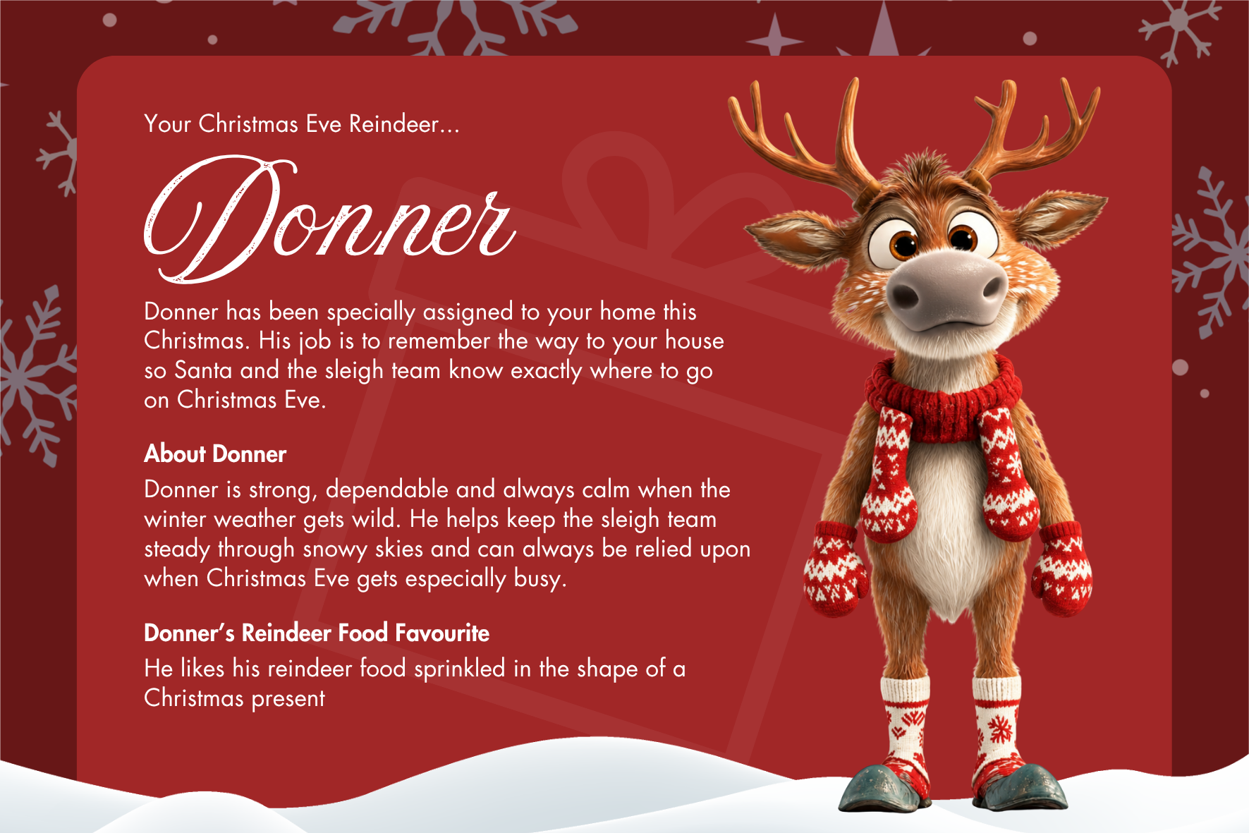 Donner Christmas Eve assignment card