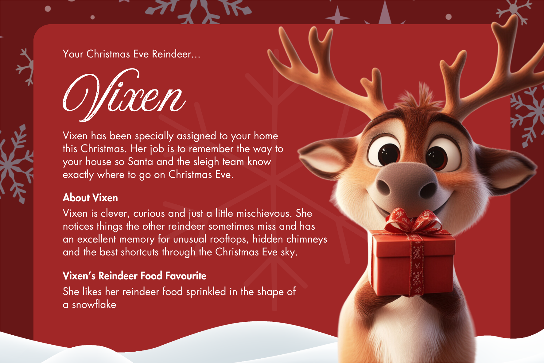 Vixen Christmas Eve assignment card